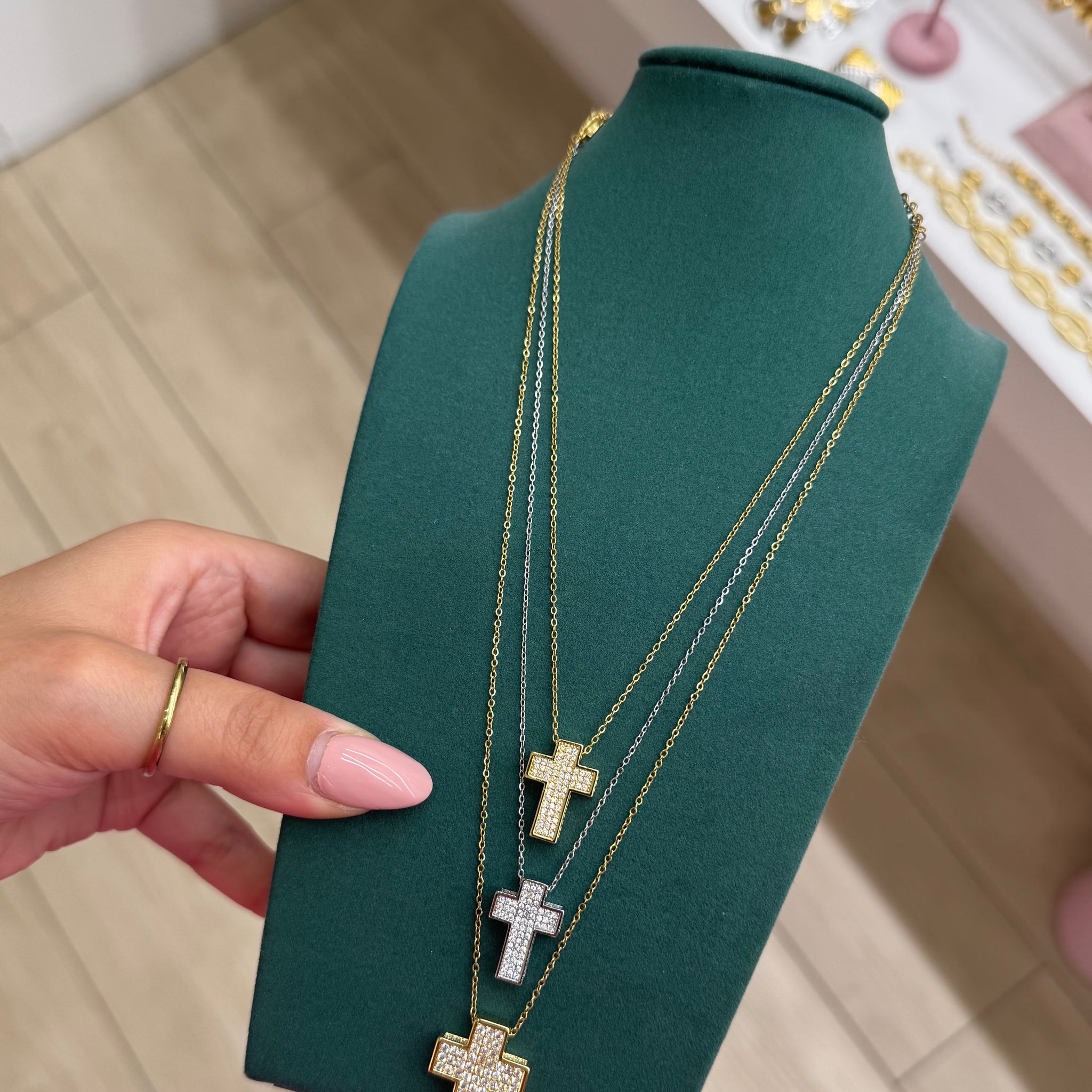 Collana Cross Pavè Tris