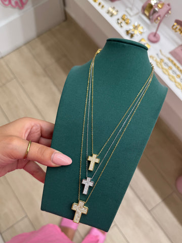 Collana Cross Pavè Tris
