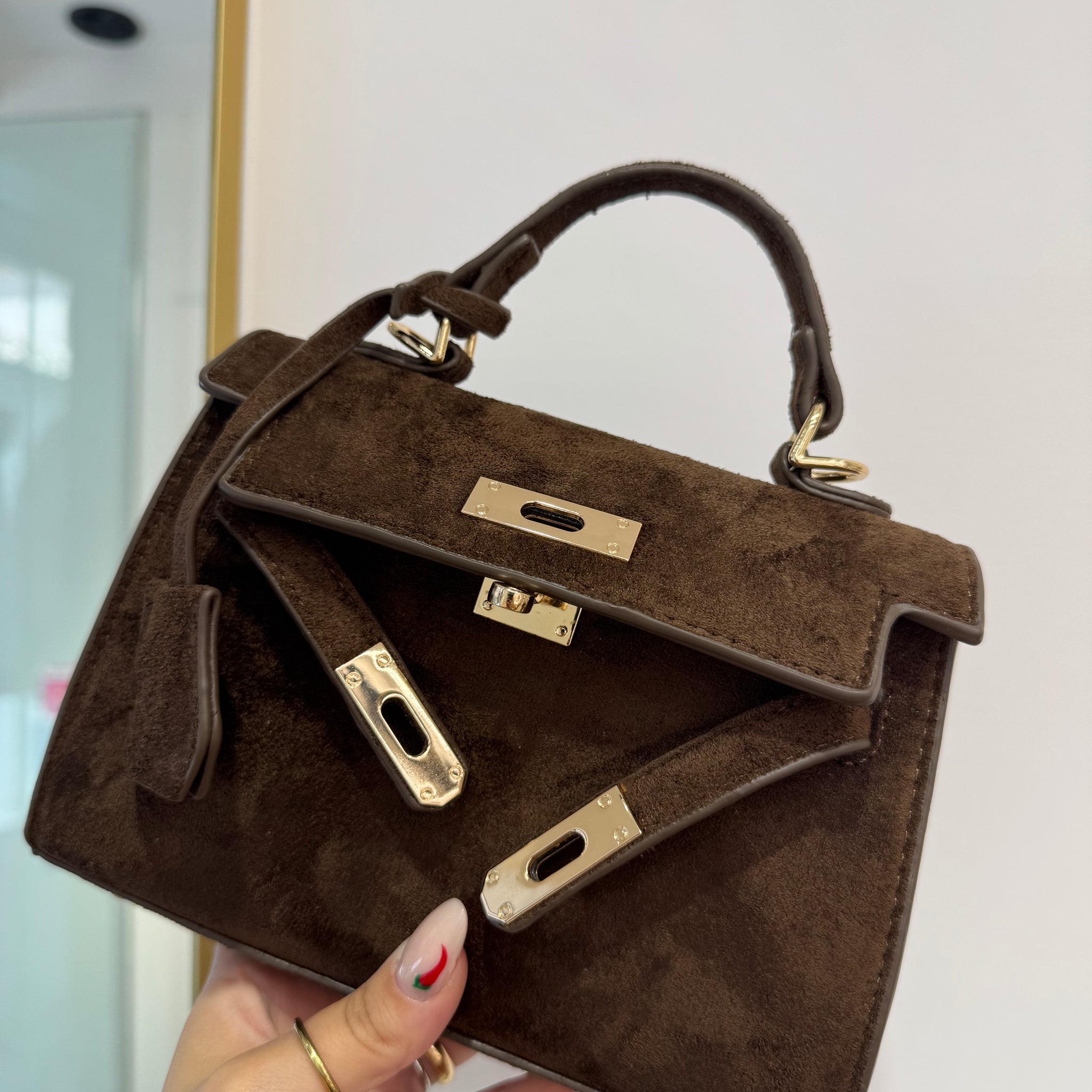 Borsa Kelly Mini eco camoscio